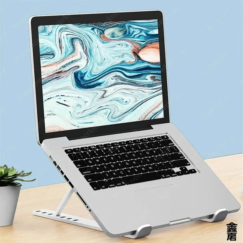 Suporte para Notebook e Tablet Portátil Dobrável – Base Ergonômica com Ajuste de Altura de 7 Níveis e Dissipação de Calor