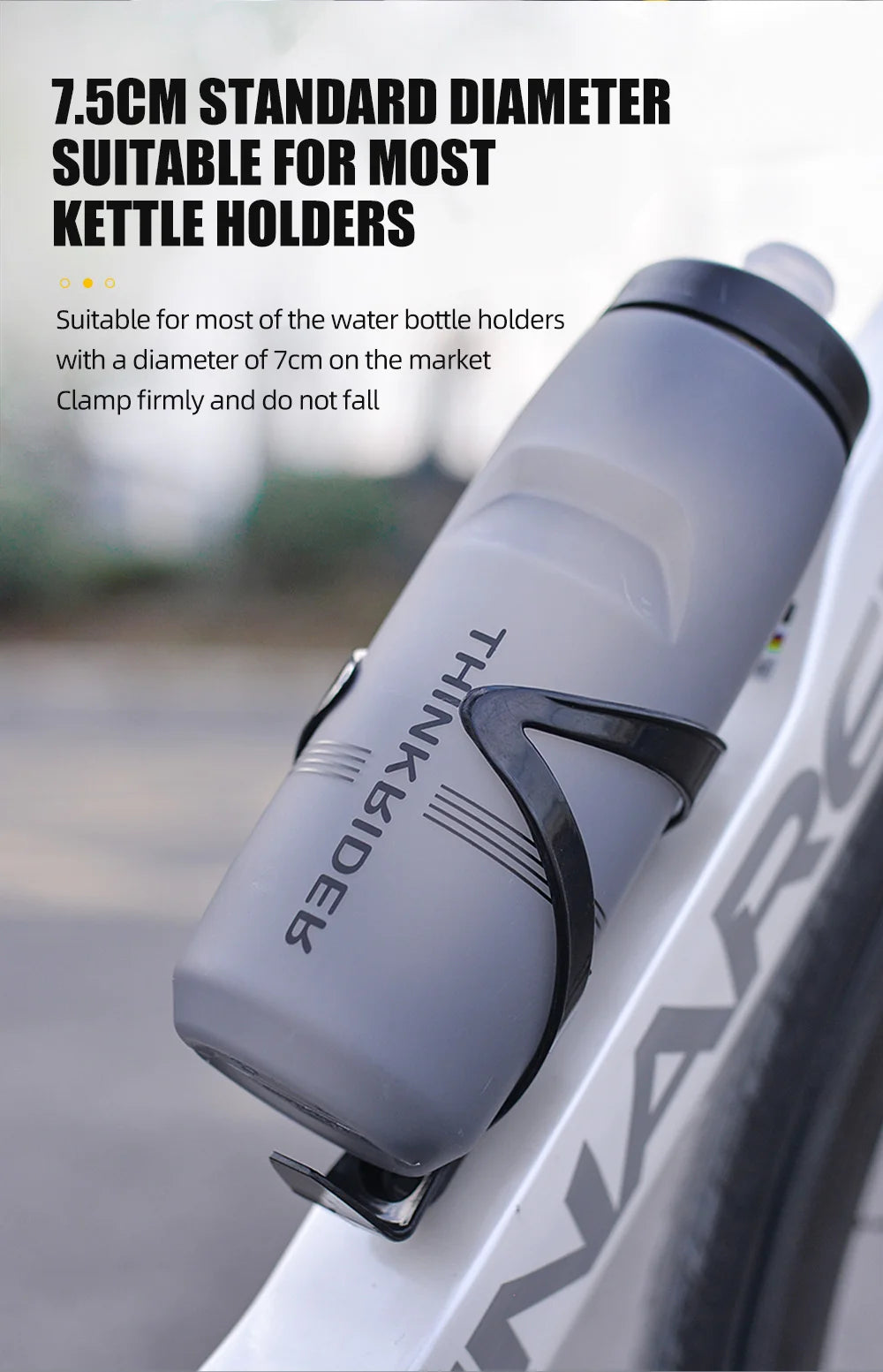 Caramanhola Squeeze ThinkRider em Polipropileno PP5 com Válvula Squeeze Jet e Protetor Contra Poeira (620ml / 750ml)