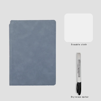 Caderno Quadro-Branco Reutilizável A5 – Planner Semanal em Couro com Caneta e Flanela