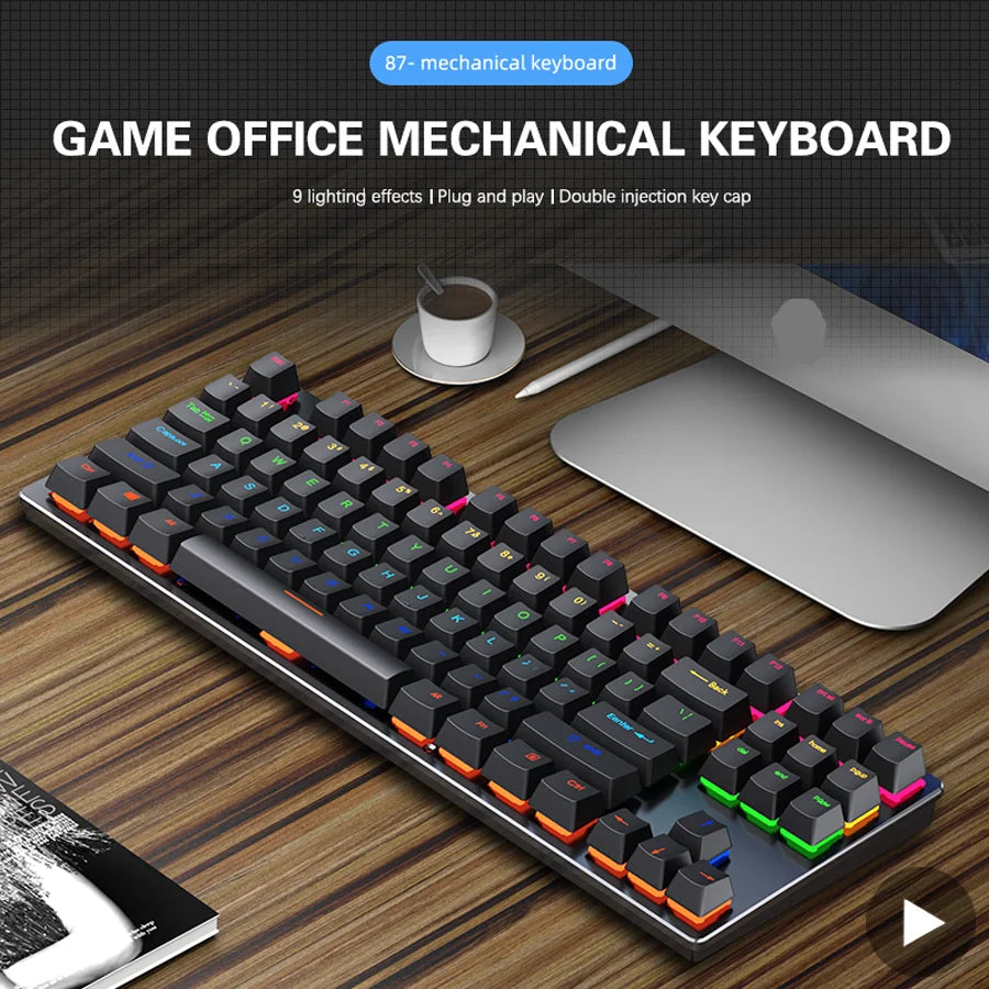 AyeBeau — Teclado Mecânico Gamer RGB 87 Teclas