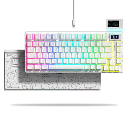 Teclado Mecânico Gamer Womier 75% – Tela OLED Integrada, Layout Gasket Mounted, Keycaps PBT Pudding, RGB Backlit e Switch Full Hot-Swappable