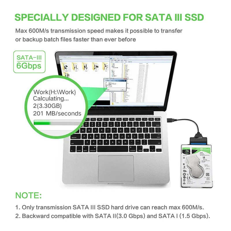 SATA para USB 3.0 — Cabo Adaptador