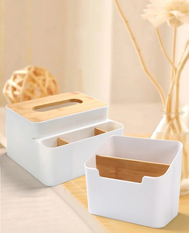 Organizador de Mesa Multifuncional com Divisórias – Porta Controle Remoto, Maquiagem e Lenços