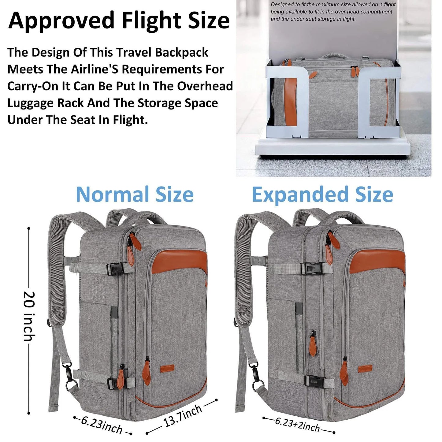 Mochila de Viagem Expansível Tipo Mala MOZHI (Acompanha 4 Organizadores)