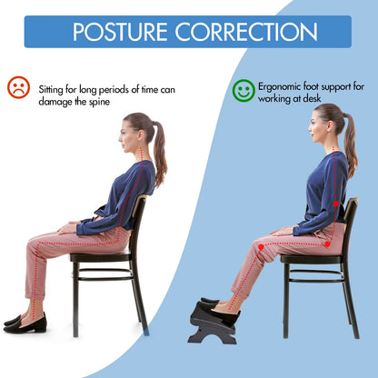 Apoio de Pés Ergonômico para Baixo da Mesa com Rolos de Massagem – Suporte Antiderrapante para Correção de Postura e Alívio de Dores