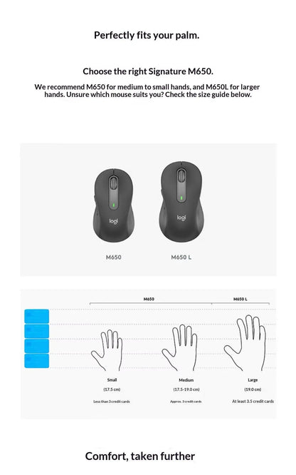 Logitech M650 — Mouse Ergonômico Sem Fio