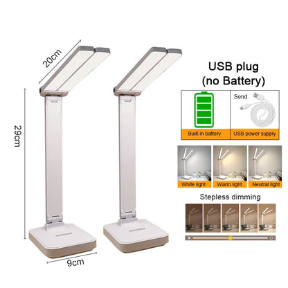 Luminária de Mesa LED Articulada – Touch Screen, 3 Tons de Luz e Bateria Recarregável
