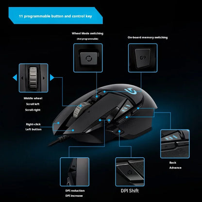 Mouse Gamer Logitech G502 HERO RGB com 11 Botões e 25.600 DPI