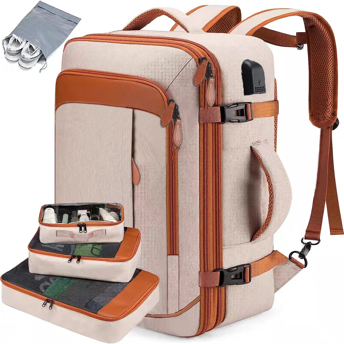 Mochila de Viagem Expansível Tipo Mala MOZHI (Acompanha 4 Organizadores)