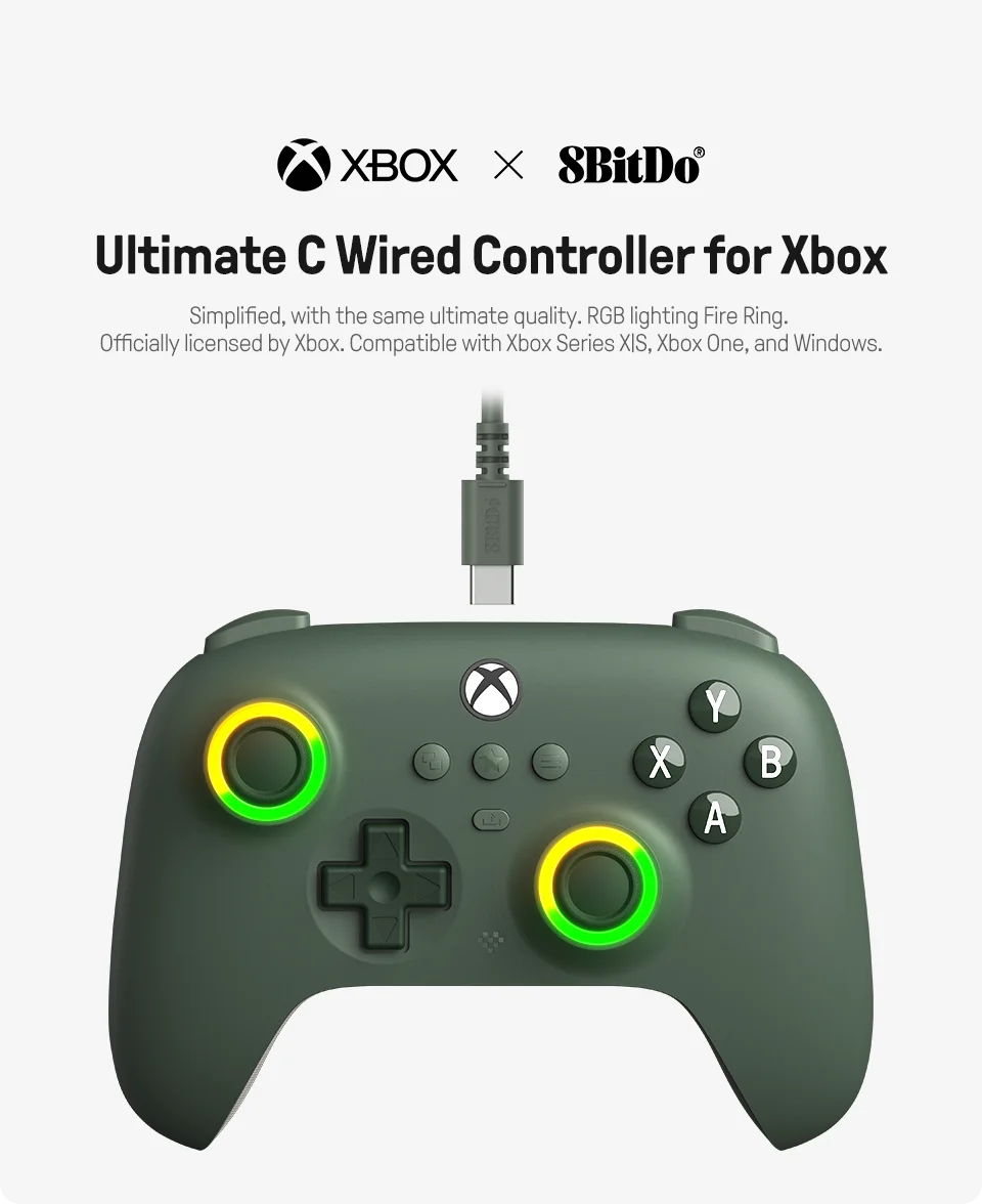 8BitDo Ultimate C — Controle Gamer com Fio para Xbox