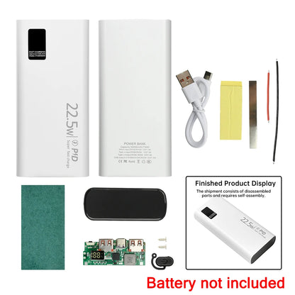 Kit Power Bank DIY diymore 20000mAh 22.5W com Display Digital para 2x Células 1260110