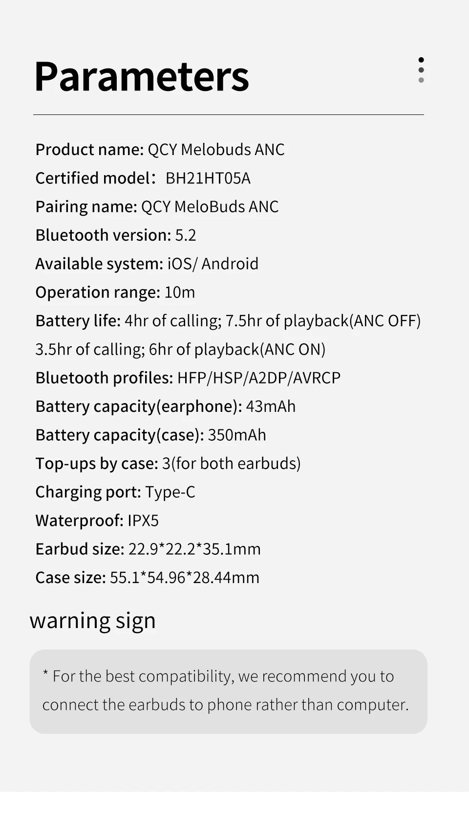 QCY HT05 MeloBuds ANC — Fone TWS Bluetooth 5.2 com ANC