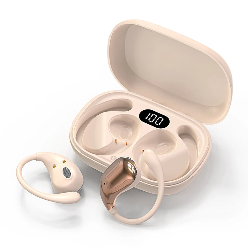 Fone TWS Bluetooth 5.4 Ear Hook — HiFi com ANC e Display LED