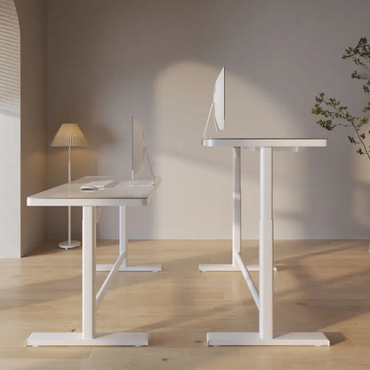Mesa Ergonômica Inteligente Sit-Stand Elétrica XMSJ/Hollin – Tampo de Vidro Temperado, Estrutura de Aço Motorizada com Ajuste Automático de Altura e Certificação TUV para Alta Performance