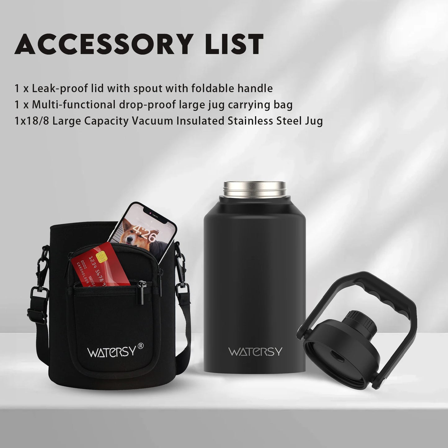 Garrafa Térmica Industrial Watersy em Inox 304 com Isolamento Multicamadas e Bolsa Tática (1.8L / 2.5L / 3.7L)