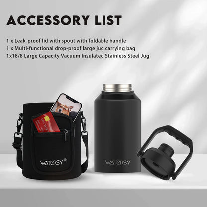 Garrafa Térmica Industrial Watersy em Inox 304 com Isolamento Multicamadas e Bolsa Tática (1.8L / 2.5L / 3.7L)
