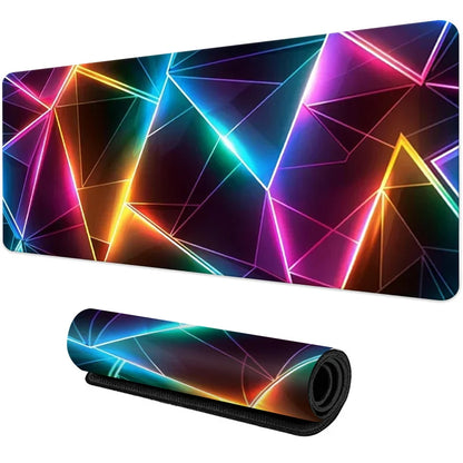 Desk Mat Gamer Gradiente Neon XXL – Mouse Pad Speed com Borda Costurada