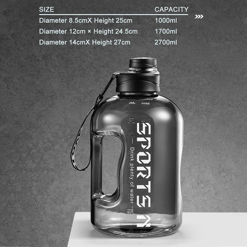 Garrafa Galão Esportiva em Tritan de Alta Capacidade com Canudo e Alça (1.7L / 2.7L)