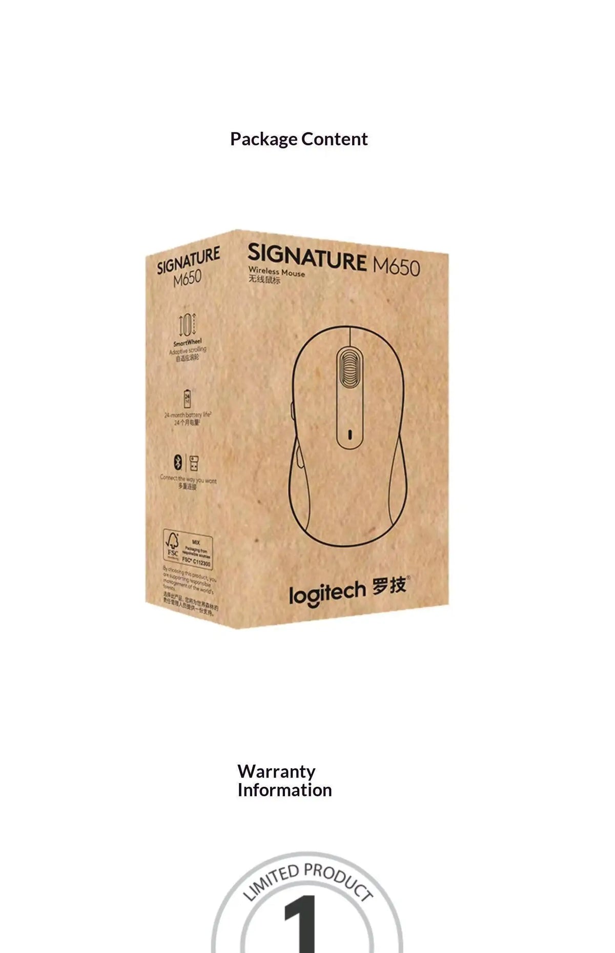 Logitech M650 — Mouse Ergonômico Sem Fio