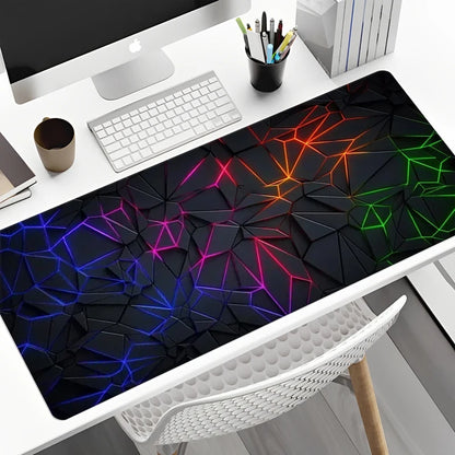Desk Mat Gamer Gradiente Neon XXL – Mouse Pad Speed com Borda Costurada
