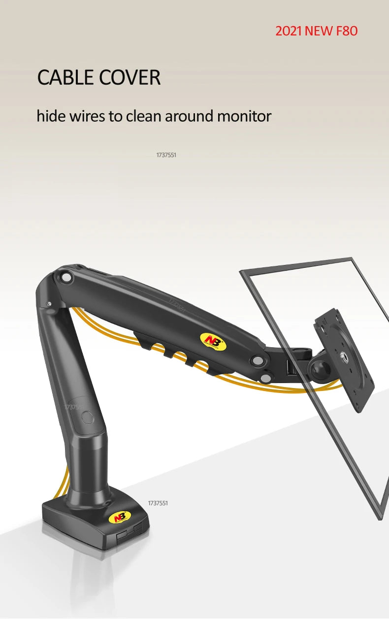 Suporte Articulado para Monitor com Pistão a Gás NB F80 (17" a 30")