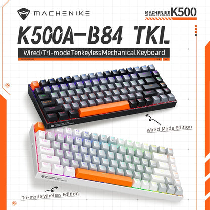 Teclado Mecânico Gamer Machenike K500A-B84 – Layout 75% Compacto (84 Teclas), Switches HUANO Hot-Swappable, Keycaps PBT Doubleshot e Cabo USB-C Removível