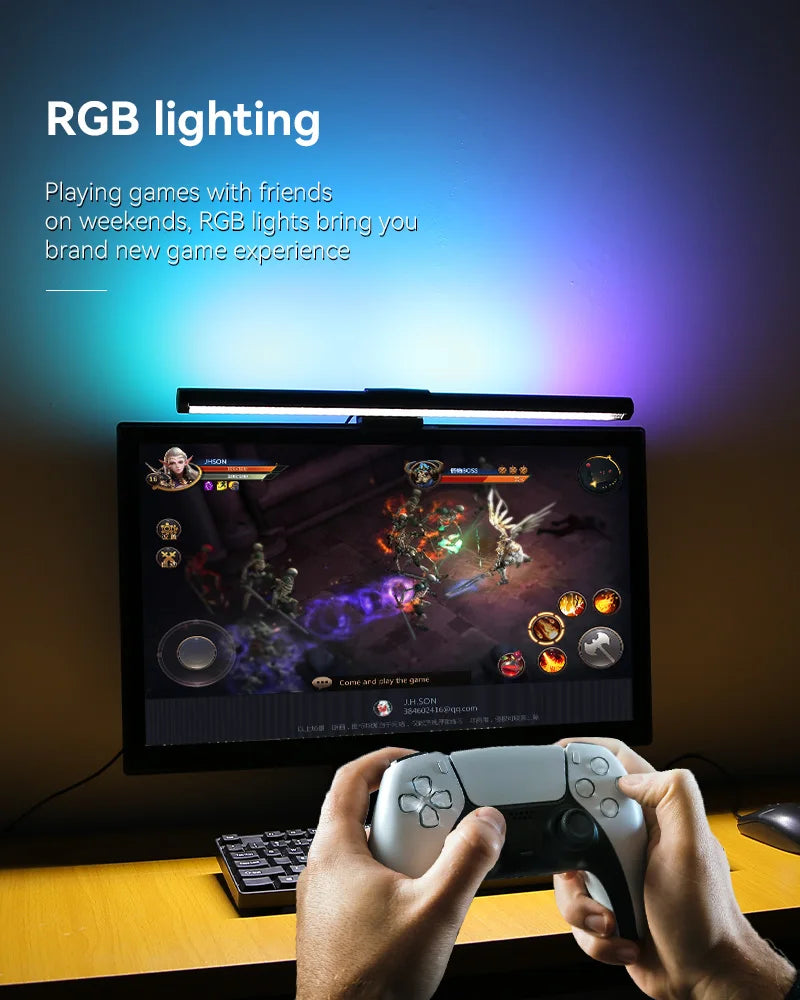 Luminária de Monitor Light Bar com Controle Remoto – Barra de Luz LED Anti-Luz Azul e Iluminação Direcional