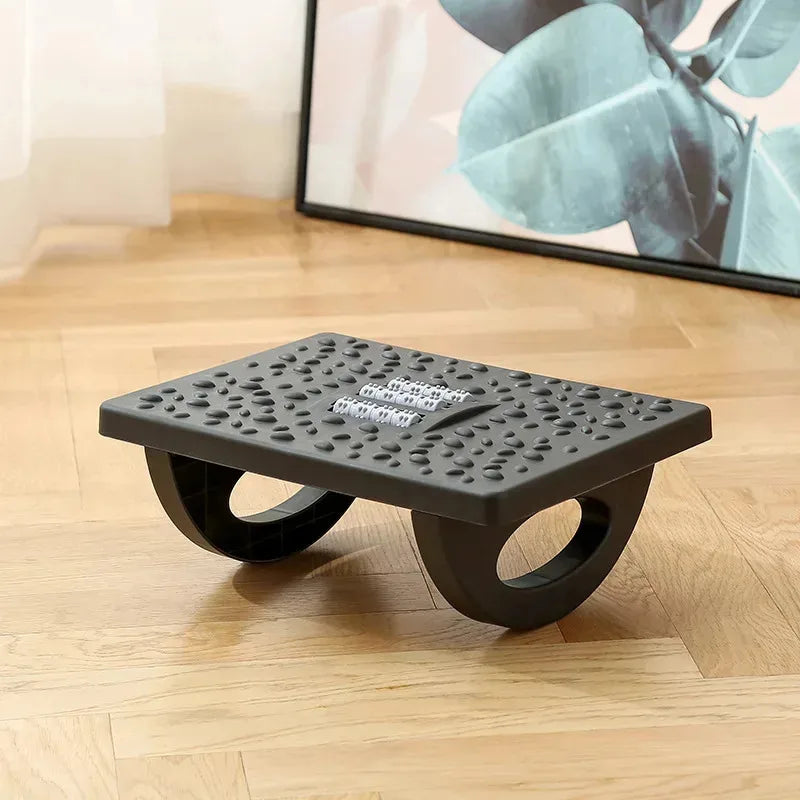 Apoio de Pés Ergonômico Balanço 180° com Rolos de Massagem – Suporte Dinâmico para Baixo da Mesa, Antiderrapante para Home Office e Alívio de Fadiga