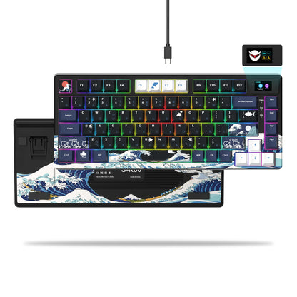 Teclado Mecânico Gamer Womier 75% – Tela OLED Integrada, Layout Gasket Mounted, Keycaps PBT Pudding, RGB Backlit e Switch Full Hot-Swappable