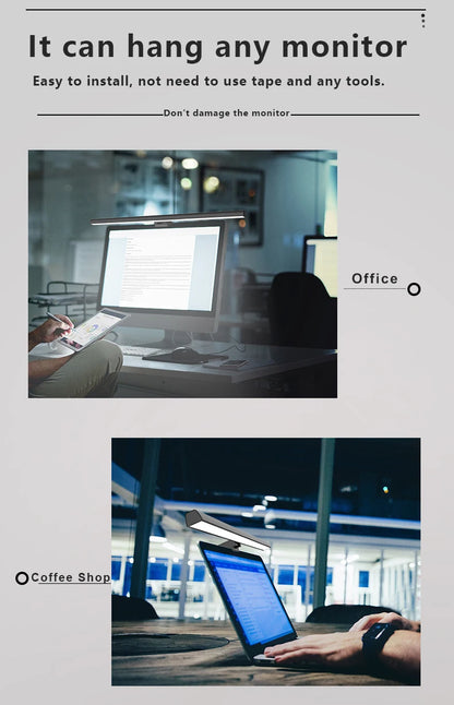 Luminária de Monitor Light Bar 50cm – Barra de Luz LED com Escurecimento Contínuo e Anti-Reflexo