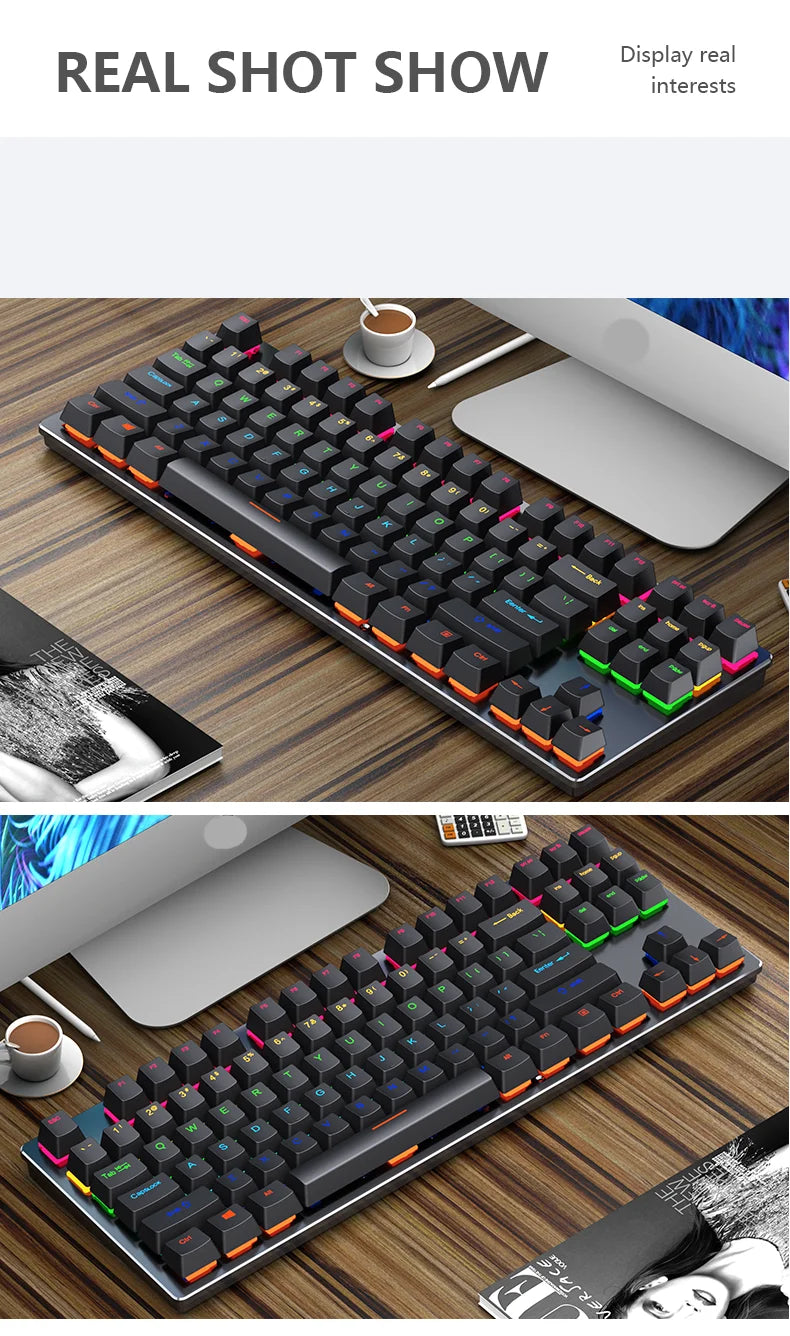 AyeBeau — Teclado Mecânico Gamer RGB 87 Teclas