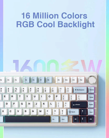 Teclado Mecânico Gamer AULA F75 75% RGB Hot-Swap Bluetooth 2.4G USB