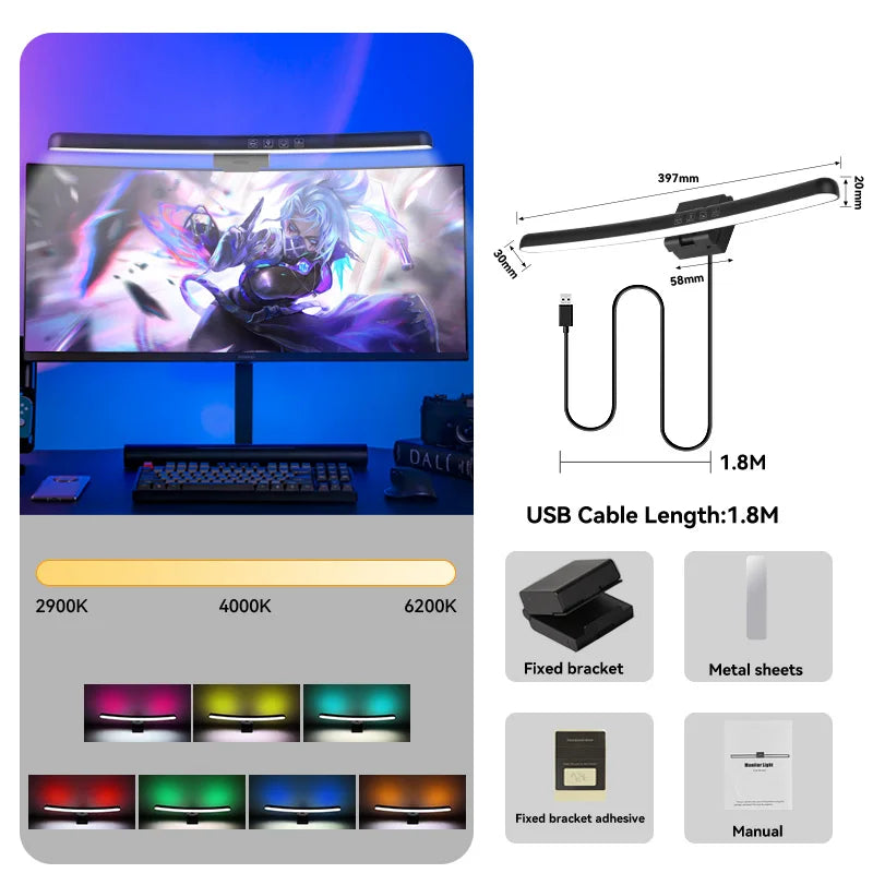 Light Bar para Monitor de Computador CHENBEN – Luminária LED com Filtro Anti-Luz Azul, Dimerização Progressiva Touch e Conexão USB para PC