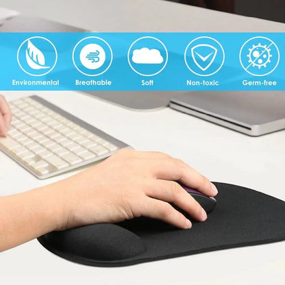 Mousepad ergonômico com apoio de pulso, confortável e antiderrapante, para PC e laptop.