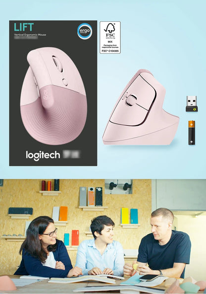 Mouse Vertical Ergonômico Logitech Lift Sem Fio Bluetooth com 4.000 DPI