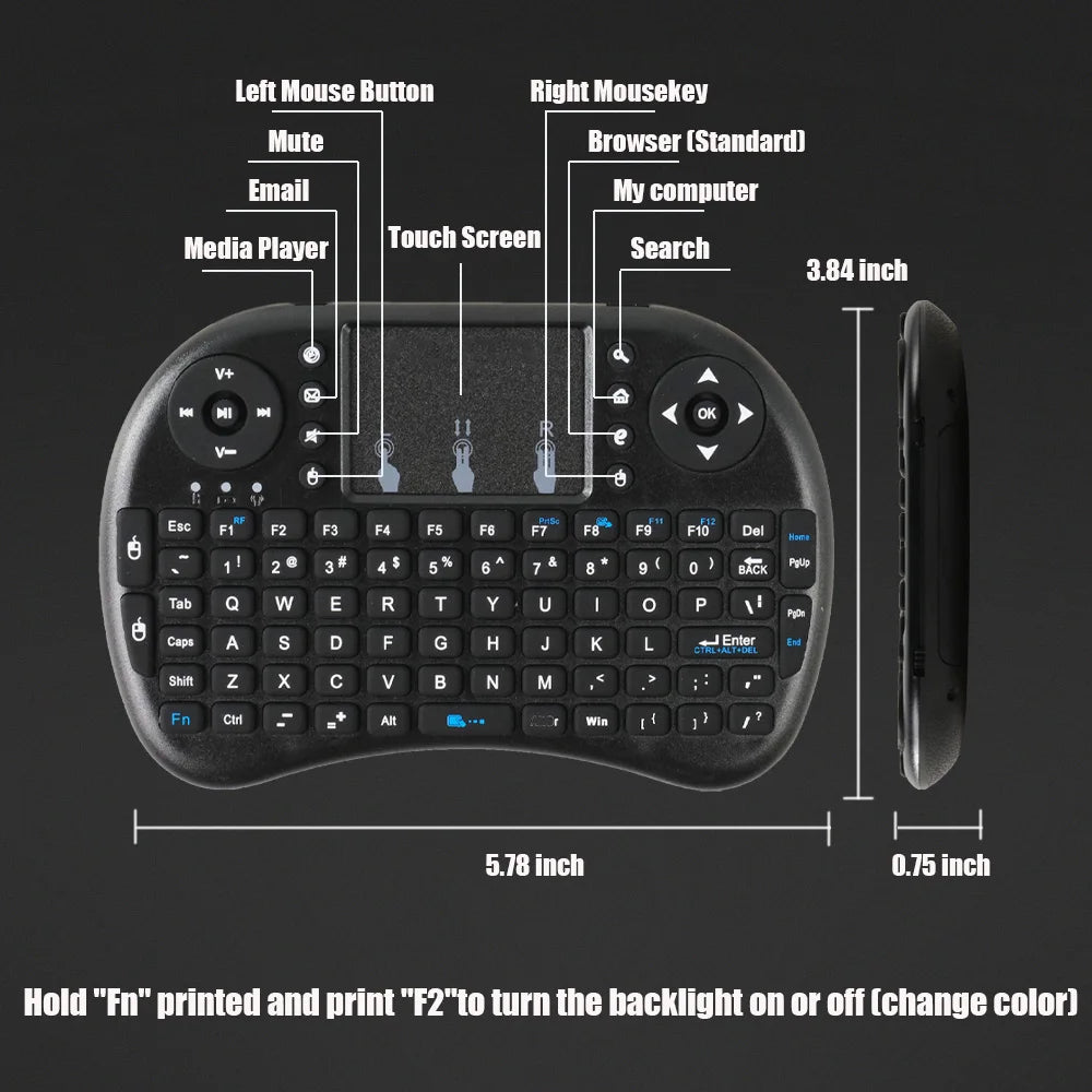 MRSVI i8 — Mini Teclado Sem Fio 2.4G com Touchpad