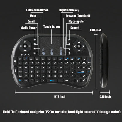 MRSVI i8 — Mini Teclado Sem Fio 2.4G com Touchpad