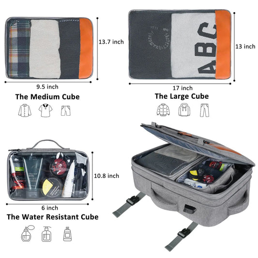 Mochila de Viagem Expansível Tipo Mala MOZHI (Acompanha 4 Organizadores)
