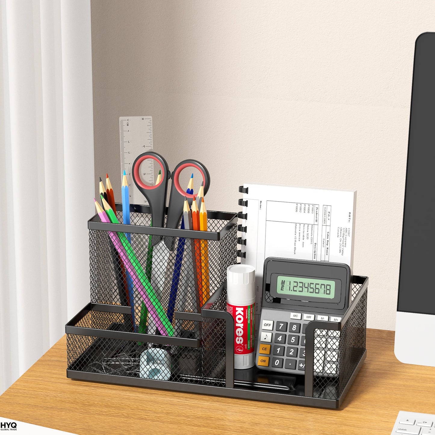 Organizador de Mesa de Metal Aramado Preto – Organizador Multifuncional com 3 Compartimentos