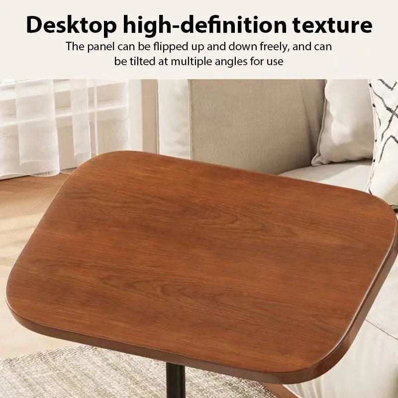 Mesa Lateral de Apoio com Ajuste de Altura e Rodinhas para Sofa e Cama