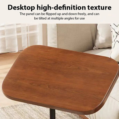 Mesa Lateral de Apoio com Ajuste de Altura e Rodinhas para Sofa e Cama
