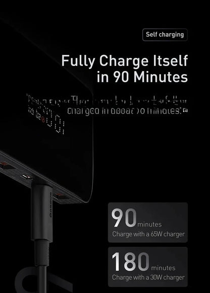 Power Bank Baseus Blade 20000mAh 100W Ultra-Slim com Display Digital Inteligente