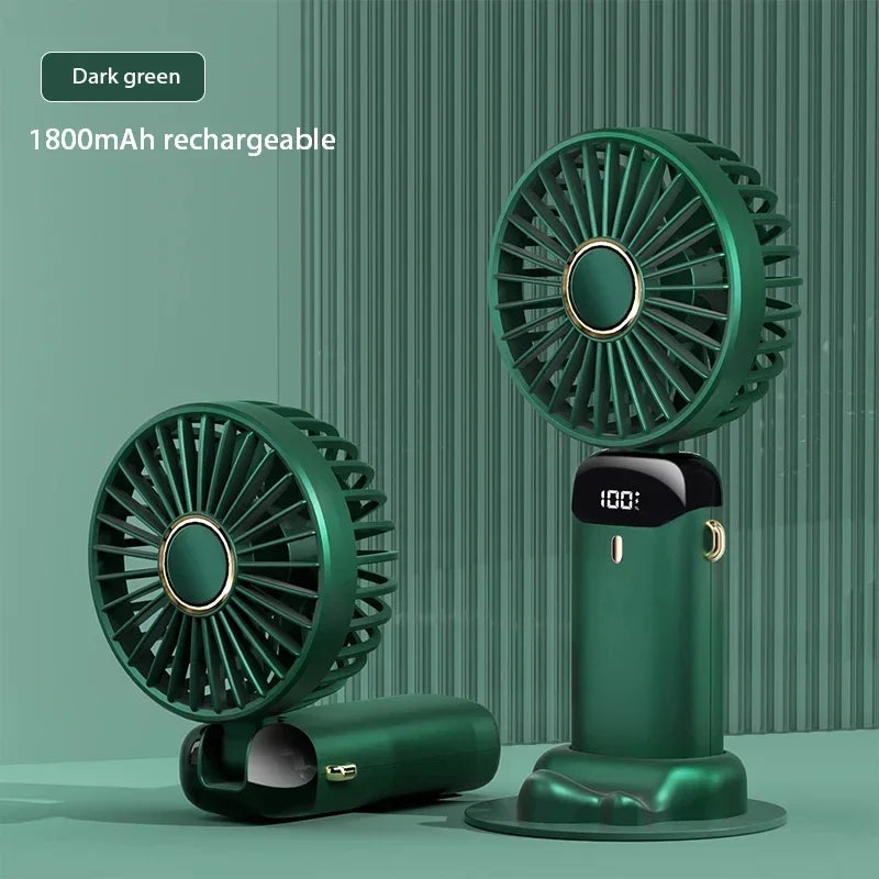 Mini Ventilador Portátil de Mão e Pescoço OIMG N15 Dobrável com Display LED e Suporte para Celular