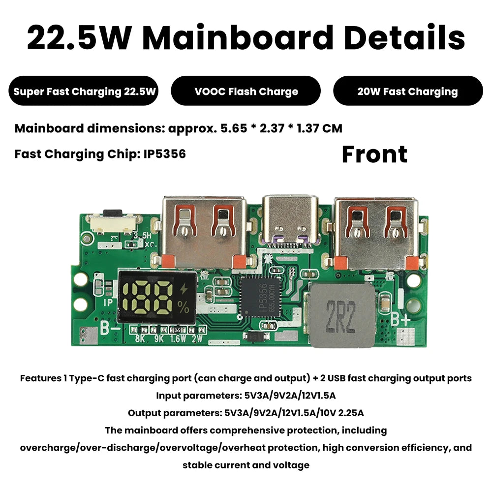 Kit Power Bank DIY diymore 20000mAh 22.5W com Display Digital para 2x Células 1260110