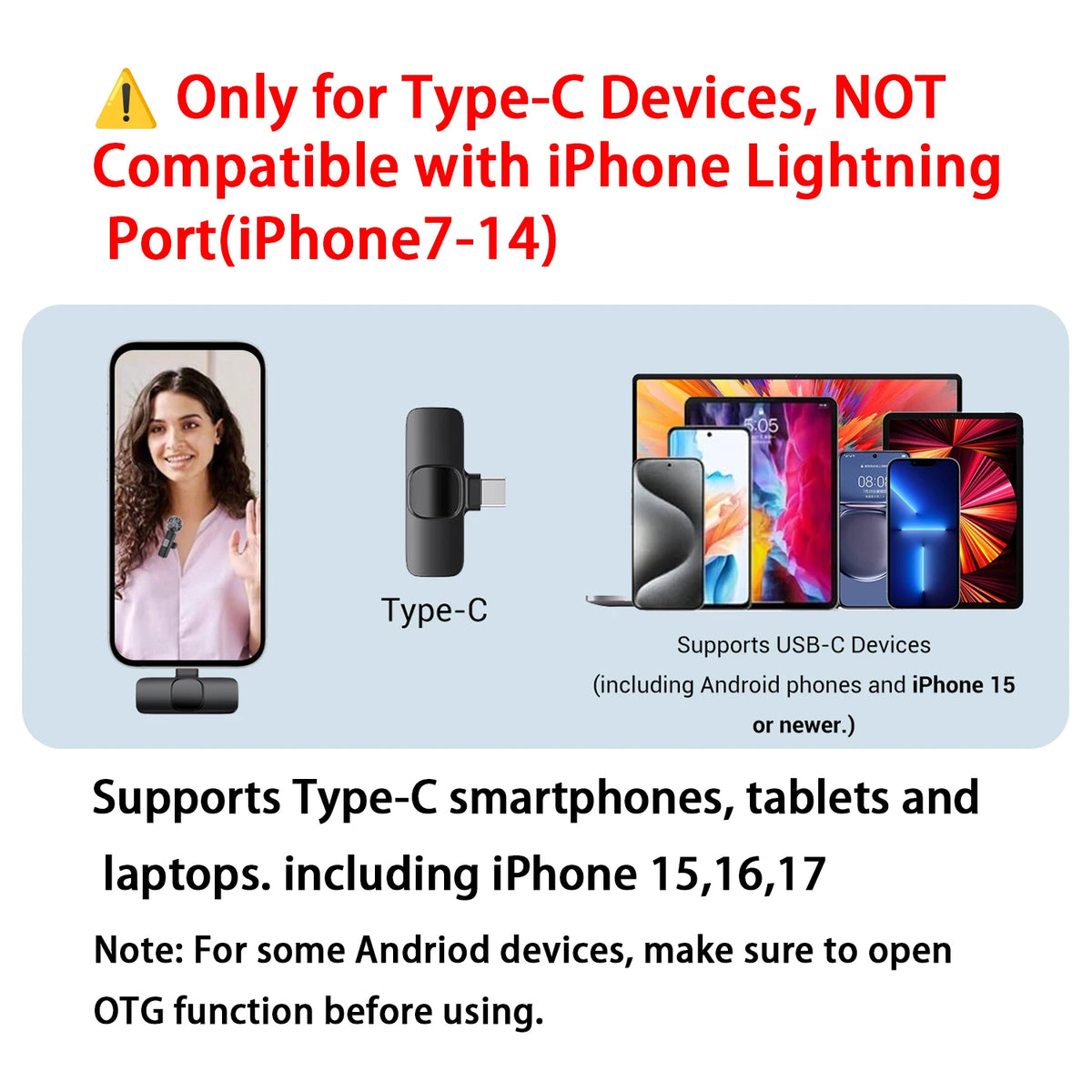 HITOZON — Microfone de Lapela Sem Fio USB-C