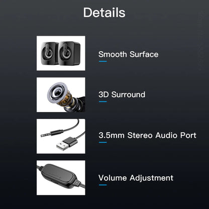 Caixa de Som USB 2.0 para PC — Estéreo Compacta