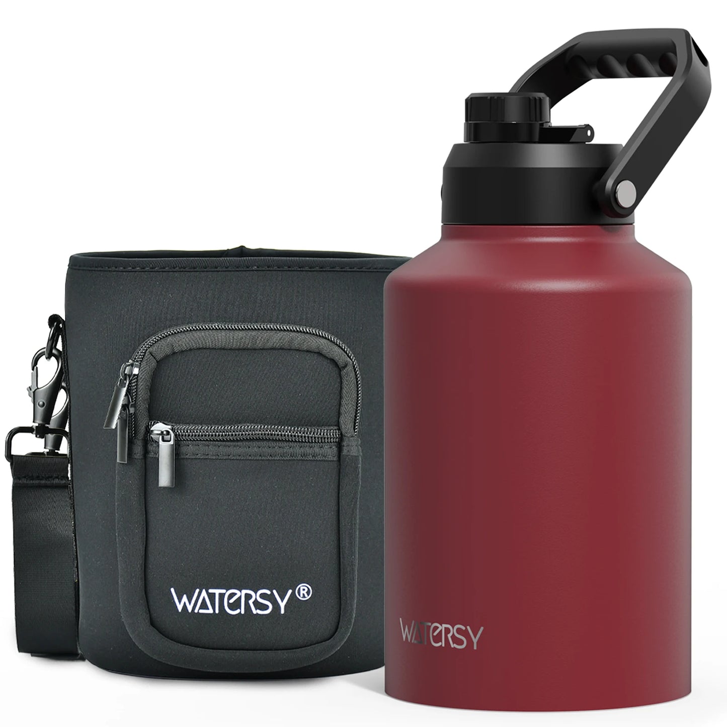 Garrafa Térmica Industrial Watersy em Inox 304 com Isolamento Multicamadas e Bolsa Tática (1.8L / 2.5L / 3.7L)
