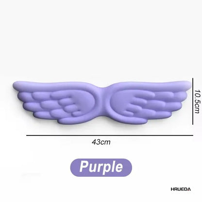 Apoio de pulso para teclado e mouse em formato de asa de anjo, feito de espuma viscoelástica. Suporte ergonômico e antiderrapante para digitação fácil em computadores e laptops.