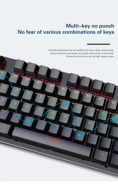 AyeBeau — Teclado Mecânico Gamer RGB 87 Teclas