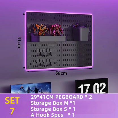 Painel Pegboard Organizador de Parede Modulável – Suporte para Cozinha, Garagem, Quarto e Artesanato